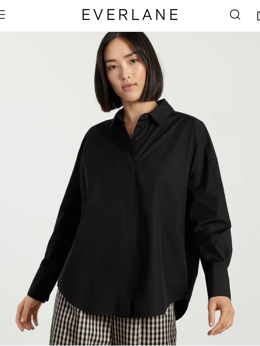 Everlane Black Oversized Poplin Shirt
